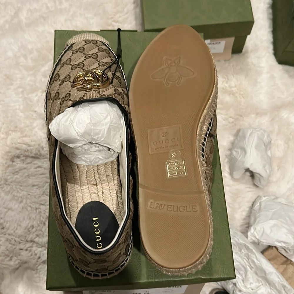 Gucci Beige and Gold GG Espadrilles - Picture 5 of 6